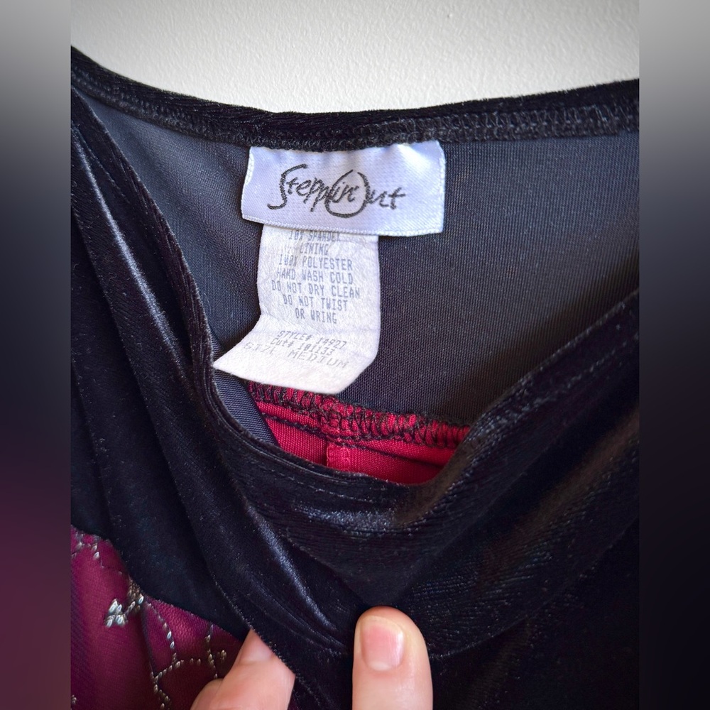 90’s Steppin' Out Burgundy Black Floral Metallic Lace Fitted Maxi Grunge Dress - Picture 10 of 10